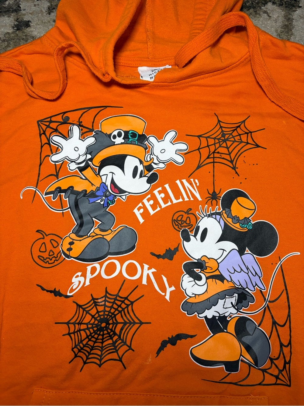 Disney Kids Orange Halloween Hoodie Featuring Mickey & Minnie